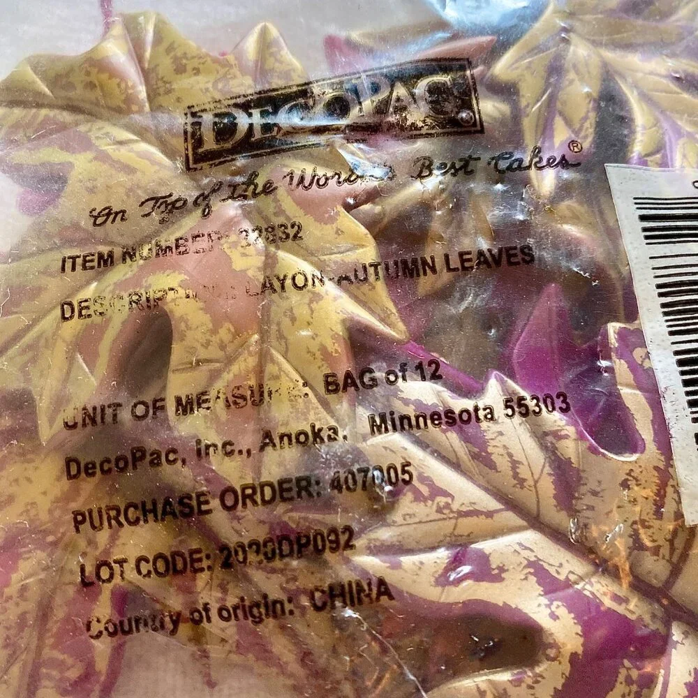 DecoPac Autumn Leaves Layon Cake Pie Leaf Decoration Fall Thanksgiving 12 Count